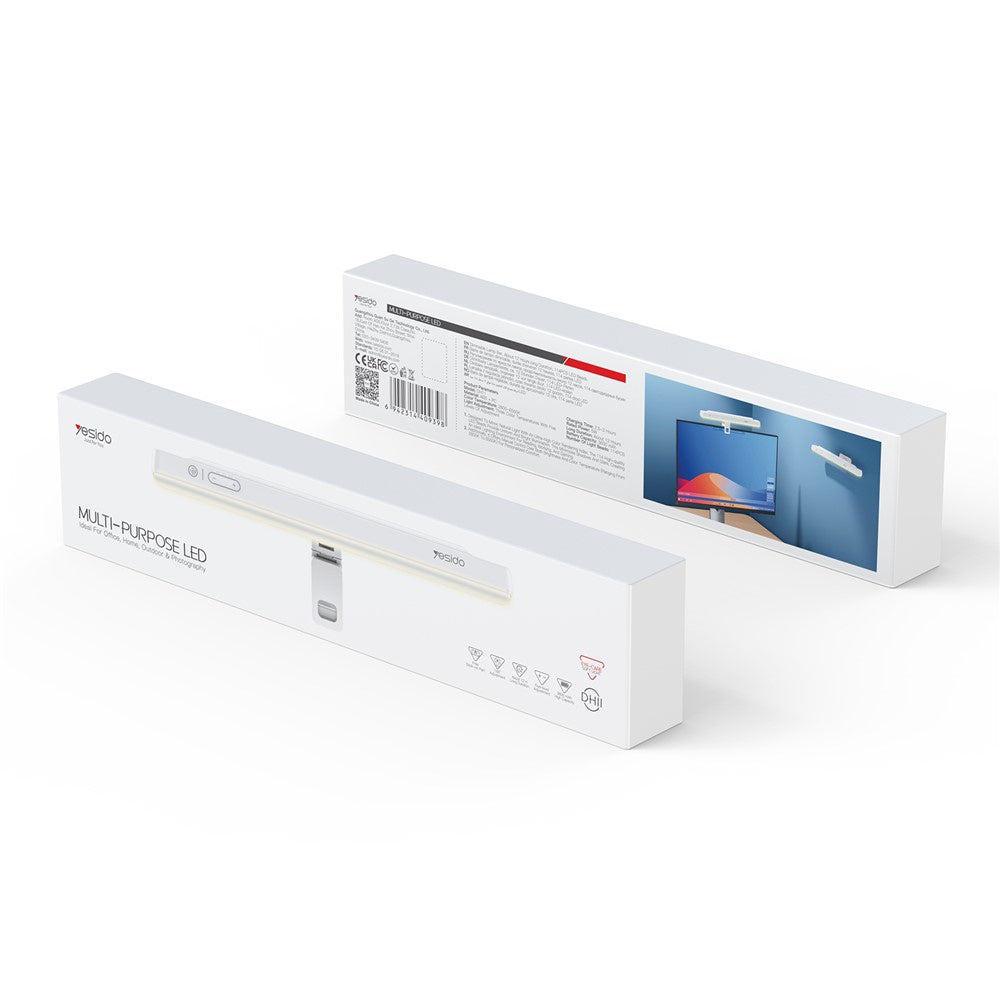 Gadget Yesido Wireless Reading Light (DH11), Type-C, 3600mAh, Multi-Angle Adjustable, 5 Levels of Brightness, Alb