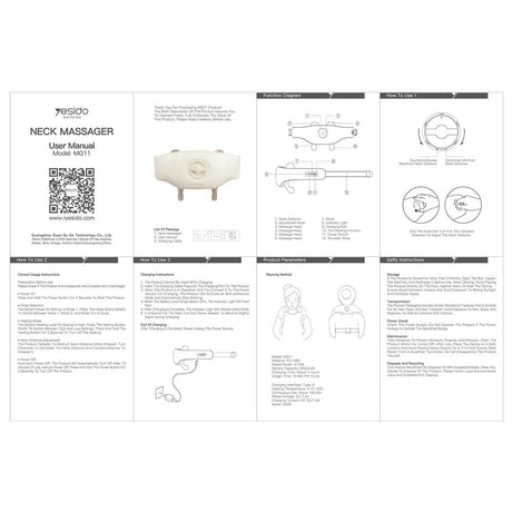 Yesido Neck Massager (MG11), Adjustable, 3 Versatile Massage Modes, Soothing Heat Therapy, 2400mAh, Bej