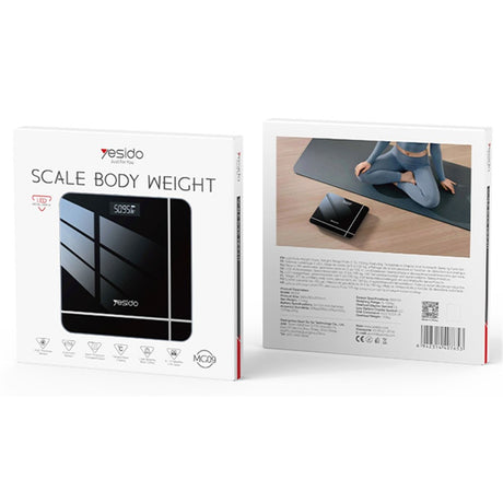 Gadget Yesido Digital Scale Body Weight (MG10), LED Display, Tempered Glass, 5-150kg, Negru