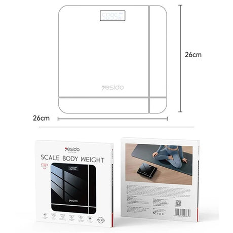 Gadget Yesido Digital Scale Body Weight (MG09), LED Display, Tempered Glass, 5-150kg, Negru