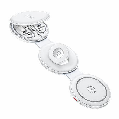 Incarcator Yesido Wireless Charging Station 5in1 (DS29), for iPhone, Earbuds, Apple Watch, Magnetic, Foldable, Holder, Alb