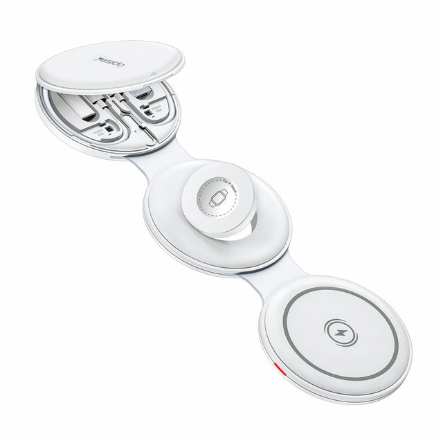 Incarcator Yesido Wireless Charging Station 5in1 (DS29), for iPhone, Earbuds, Apple Watch, Magnetic, Foldable, Holder, Alb