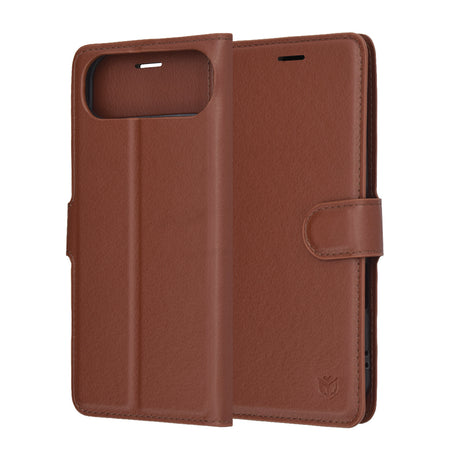 Husa de protectie Techsuit Leather Folio compatibil cu iPhone 17 Air, Maro