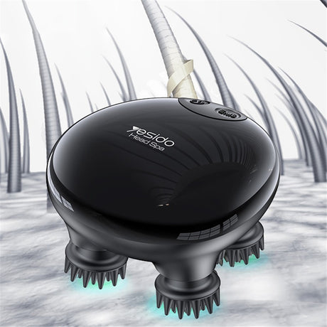Yesido Handheld Head Massager (MG04), with 4 Gear Head Scratcher, Electrical Muscle Stimulation, 1200mAh, 3200RPM, Negru