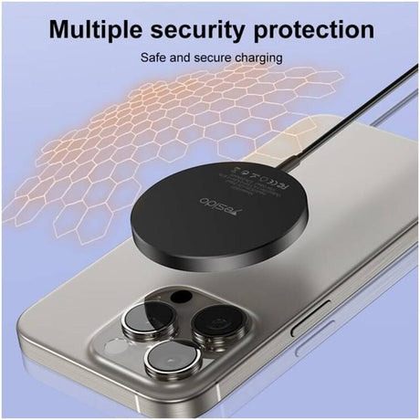 Incarcator Yesido Wireless Charging Station (DS21), for iPhone, Fast Charging, N52 Magnets, Strong Adsorption, 15W, Type-C, Negru