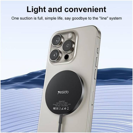 Incarcator Yesido Wireless Charging Station (DS21), for iPhone, Fast Charging, N52 Magnets, Strong Adsorption, 15W, Type-C, Negru