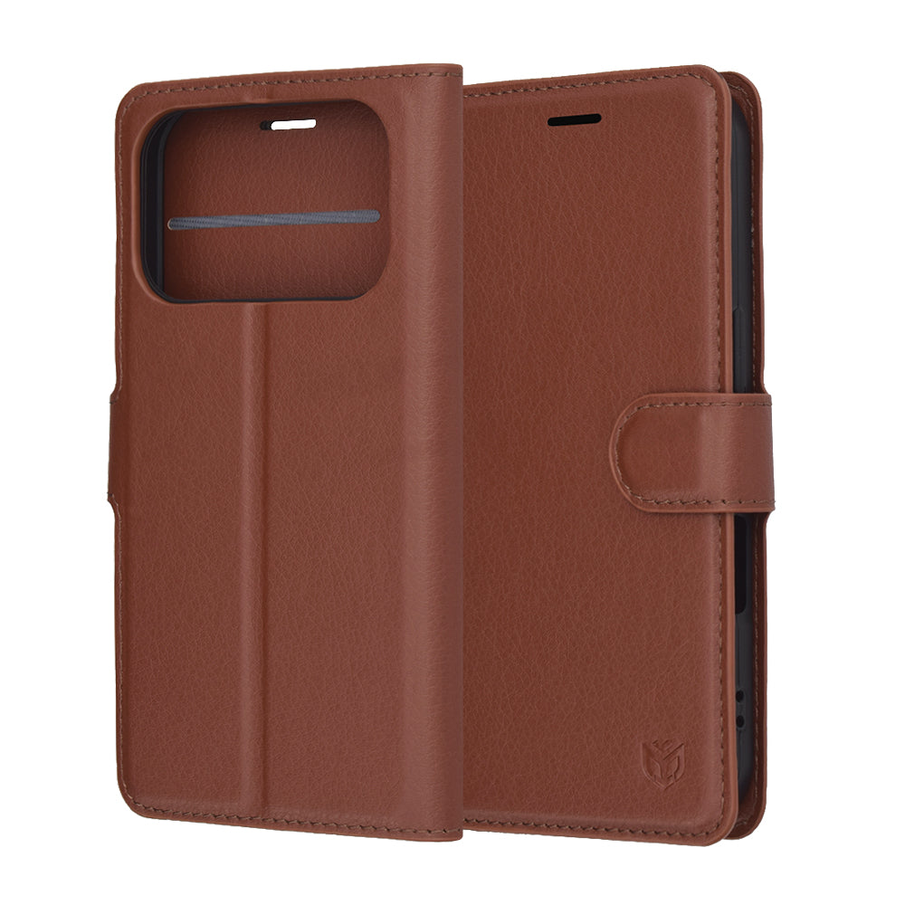 Husa de protectie Techsuit Leather Folio compatibil cu iPhone 17 Pro, Maro