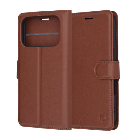 Husa de protectie Techsuit Leather Folio compatibil cu iPhone 17 Pro, Maro