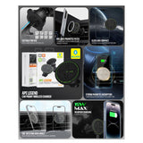 Suport Blueo with Wireless Charging Ape Legend, for Air Vent, Type-C, 15W, 360 Rotation, Negru