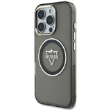 Husa de protectie Guess IML Metal Mountain Logo MagSafe (GUHMP16LHFGTMSLSK) compatibil cu iPhone 16 Pro, Negru