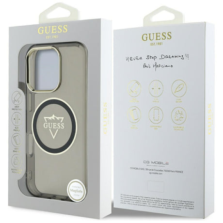 Husa de protectie Guess IML Metal Mountain Logo MagSafe (GUHMP16LHFGTMSLSK) compatibil cu iPhone 16 Pro, Negru
