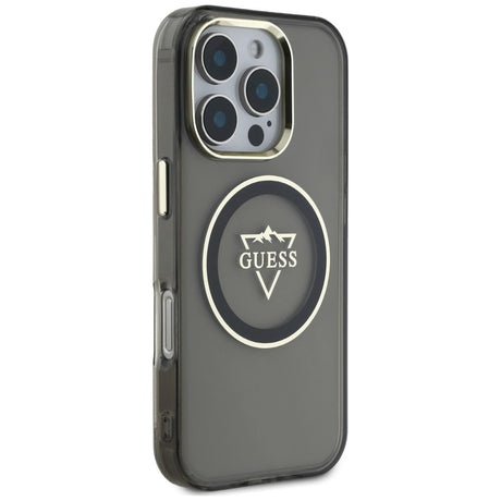 Husa de protectie Guess IML Metal Mountain Logo MagSafe (GUHMP16XHFGTMSLSK) compatibil cu iPhone 16 Pro Max, Negru