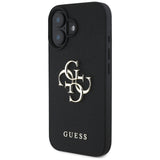 Husa de protectie Guess Hardcase Grained Big 4G Logo Small Classic Logo (GUHCP16SPGT4MBK) compatibil cu iPhone 16, Negru