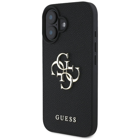 Husa de protectie Guess Hardcase Grained Big 4G Logo Small Classic Logo (GUHCP16SPGT4MBK) compatibil cu iPhone 16, Negru
