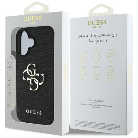 Husa de protectie Guess Hardcase Grained Big 4G Logo Small Classic Logo (GUHCP16SPGT4MBK) compatibil cu iPhone 16, Negru