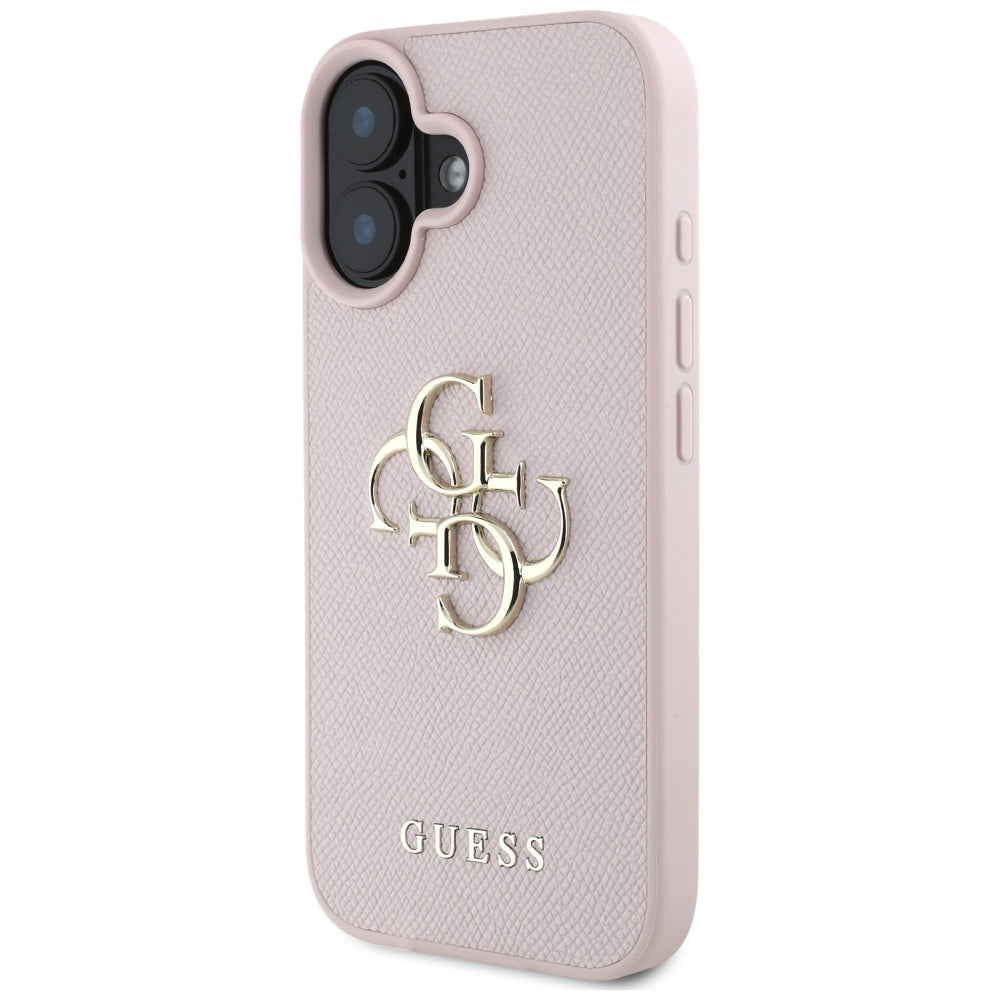 Husa de protectie Guess Hardcase Grained Big 4G Logo Small Classic Logo (GUHCP16SPGT4MBP) compatibil cu iPhone 16, Roz