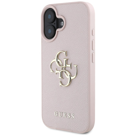 Husa de protectie Guess Hardcase Grained Big 4G Logo Small Classic Logo (GUHCP16SPGT4MBP) compatibil cu iPhone 16, Roz