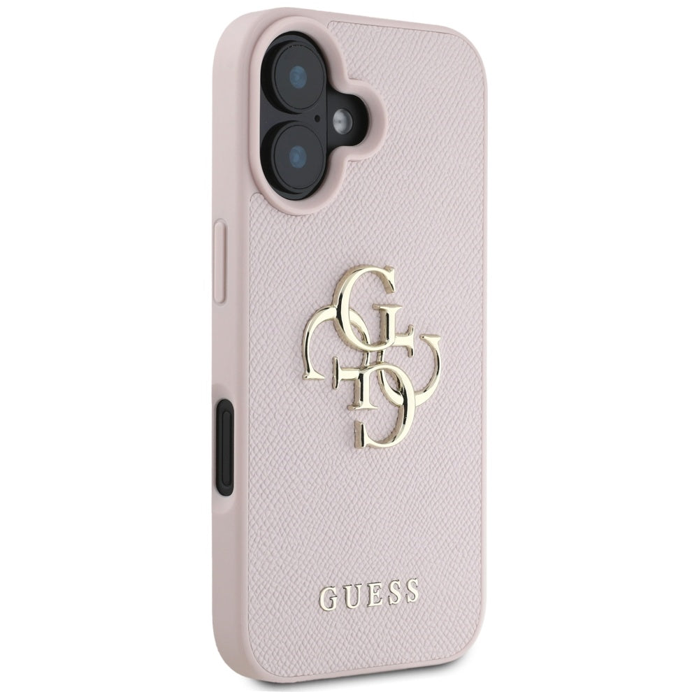 Husa de protectie Guess Hardcase Grained Big 4G Logo Small Classic Logo (GUHCP16SPGT4MBP) compatibil cu iPhone 16, Roz