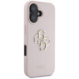 Husa de protectie Guess Hardcase Grained Big 4G Logo Small Classic Logo (GUHCP16SPGT4MBP) compatibil cu iPhone 16, Roz