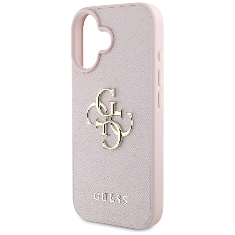 Husa de protectie Guess Hardcase Grained Big 4G Logo Small Classic Logo (GUHCP16SPGT4MBP) compatibil cu iPhone 16, Roz