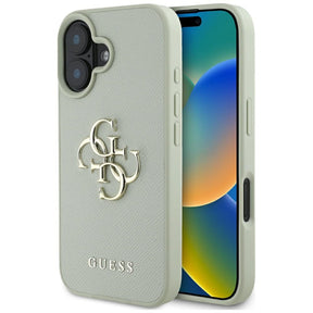 Husa de protectie Guess Hardcase Grained Big 4G Logo Small Classic Logo (GUHCP16SPGT4MBN) compatibil cu iPhone 16, Verde