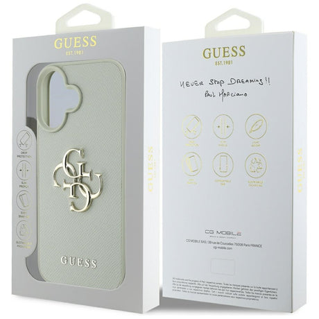 Husa de protectie Guess Hardcase Grained Big 4G Logo Small Classic Logo (GUHCP16SPGT4MBN) compatibil cu iPhone 16, Verde