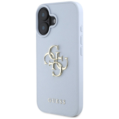 Husa de protectie Guess Hardcase Grained Big 4G Logo Small Classic Logo (GUHCP16SPGT4MBB) compatibil cu iPhone 16, Albastru
