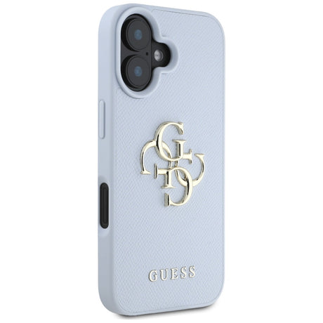 Husa de protectie Guess Hardcase Grained Big 4G Logo Small Classic Logo (GUHCP16SPGT4MBB) compatibil cu iPhone 16, Albastru
