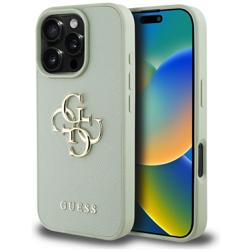 Husa de protectie Guess Hardcase Grained Big 4G Logo Small Classic Logo (GUHCP16XPGT4MBN) compatibil cu iPhone 16 Pro Max, Verde
