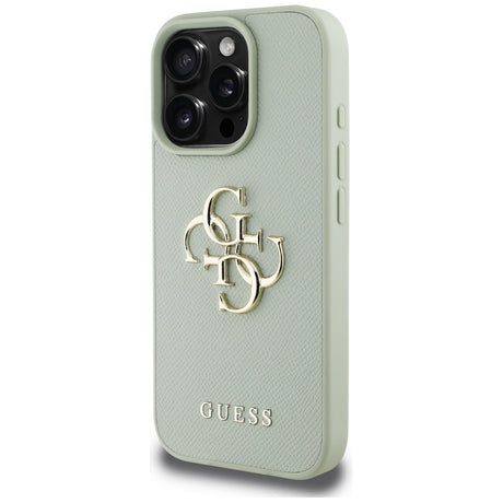 Husa de protectie Guess Hardcase Grained Big 4G Logo Small Classic Logo (GUHCP16XPGT4MBN) compatibil cu iPhone 16 Pro Max, Verde