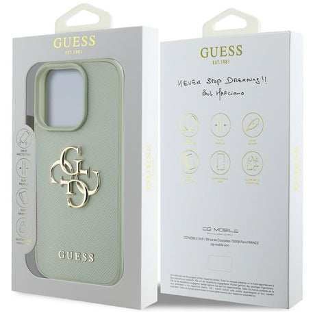 Husa de protectie Guess Hardcase Grained Big 4G Logo Small Classic Logo (GUHCP16XPGT4MBN) compatibil cu iPhone 16 Pro Max, Verde