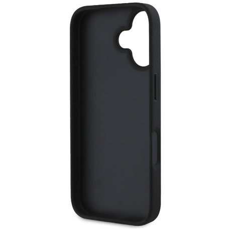 Husa de protectie Guess Leather Hot Stamp 4G Pattern Triangle Metal Logo (GUHCP16SPGP4STRK) compatibil cu iPhone 16, Negru
