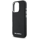 Husa de protectie Karl Lagerfeld Saffiano Full Wrapped Elongated Metal Logo MagSafe (KLHMP16LPSAFWMCK) compatibil cu iPhone 16 Pro, Negru