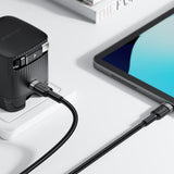 Cablu Acefast (C22-03), Fast Charge, Type-C to Type-C, 60W, 3A, Nylon Braid, FCC, CE, RoHS, EAC, 1.2m, Negru