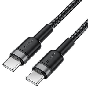 Cablu Acefast (C22-03), Fast Charge, Type-C to Type-C, 60W, 3A, Nylon Braid, FCC, CE, RoHS, EAC, 1.2m, Negru
