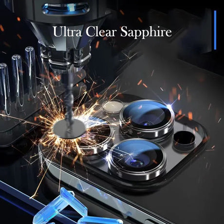 Folie de protectie Blueo Sapphire Crystal Original Lens Glass compatibil cu iPhone 16 Pro / iPhone 16 Pro Max, Negru Titanium