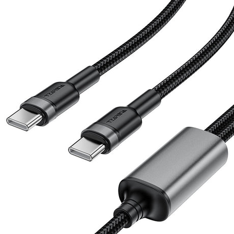 Cablu Acefast 2in1 (C22-02), Fast Charge, Type-C to 2x Type-C, 100W, 5A, Nylon Braid, CE, RoHS, EAC, 1.25m, Negru