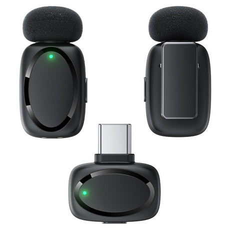 Casti Acefast Wireless Lavalier Microphones (R2), Type-C, 360°, Noise Reduction, Dual-mic Rec, 300mAh, Ultra-low Latency, Negru