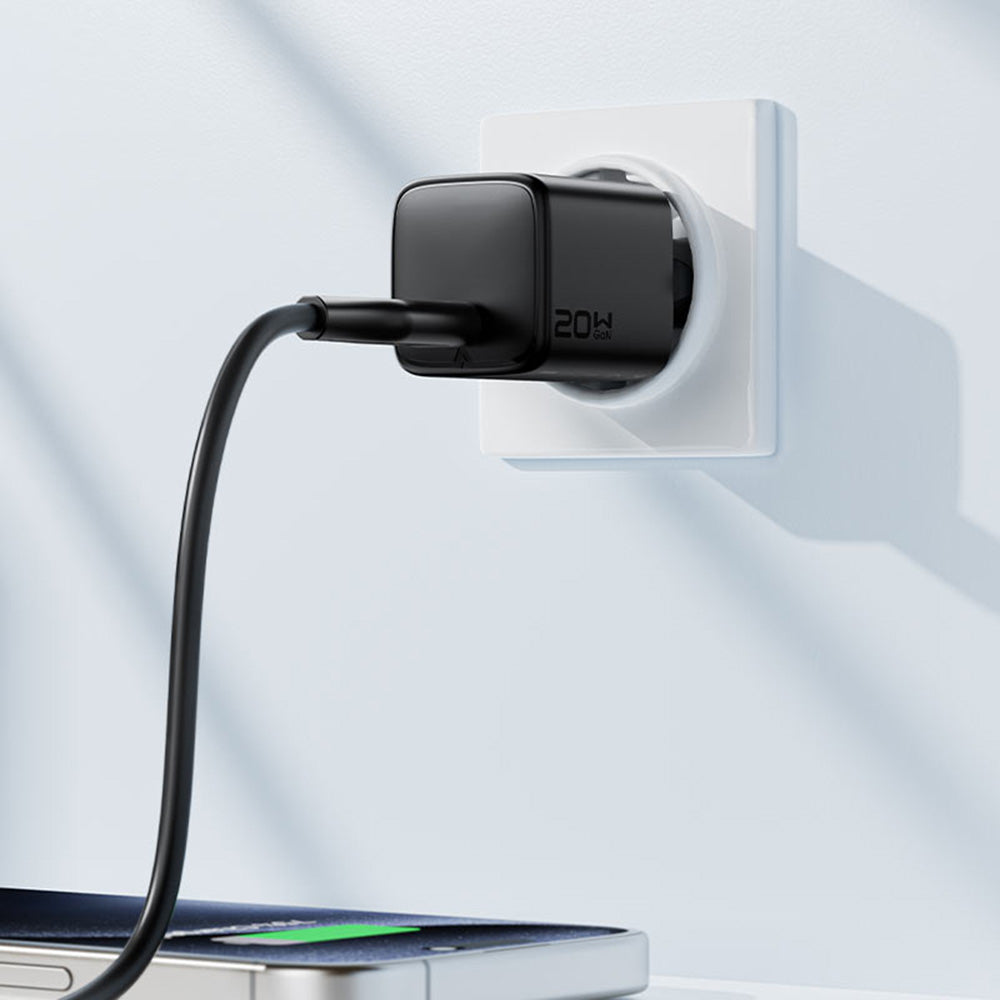 Incarcator Acefast (A117), 1xUSB-C, 20W, GaN, Negru