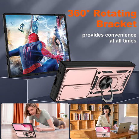 Husa de protectie Techsuit CamShield Series compatibil cu Samsung Galaxy Z Fold7, Roz Auriu