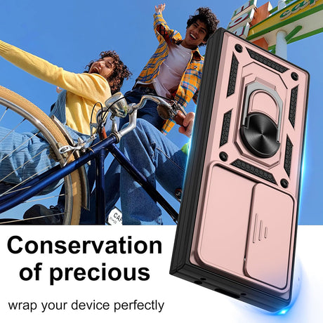 Husa de protectie Techsuit CamShield Series compatibil cu Samsung Galaxy Z Fold6, Roz Auriu