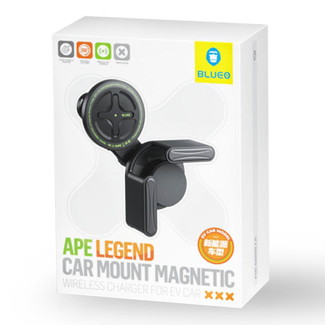 Suport Blueo with Wireless Charging Ape Legend, for EV Car, Type-C, 15W, 360 Rotation, Negru