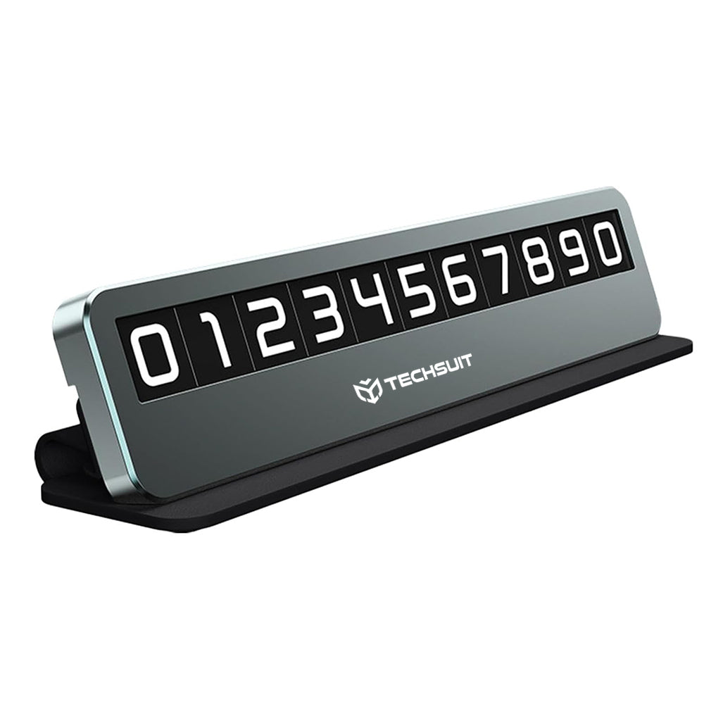 Gadget Techsuit Premium Phone Number Plate DialCraft (SN1), Parking Sign, Slim Design, Magnetic Numbers, with Adhesive, Negru
