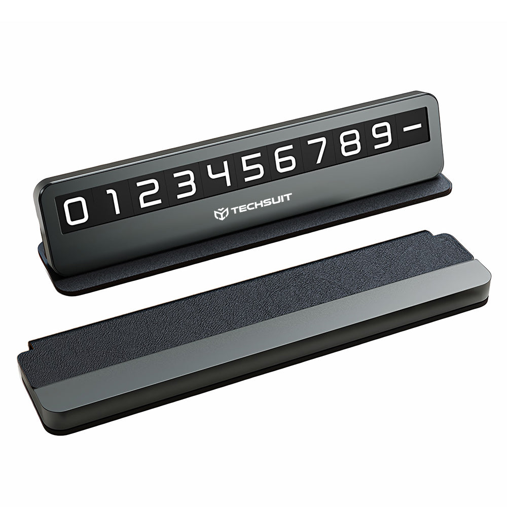 Gadget Techsuit Premium Phone Number Plate DialCraft (SN1), Parking Sign, Slim Design, Magnetic Numbers, with Adhesive, Negru