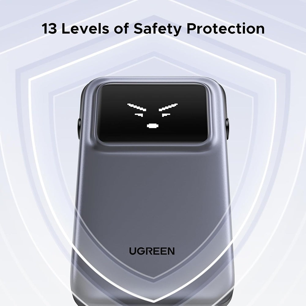 Baterie externa Ugreen PB511 (35604B), USB, Type-C with Built-in Cable, 10000mAh, 30W, Mov