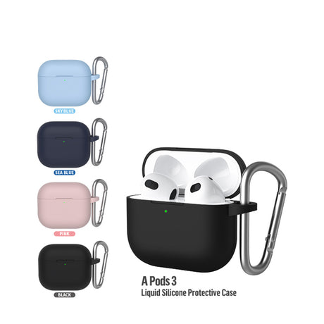 Casti Blueo Liquid Silicone Protect Case, for AirPods 3, Negru