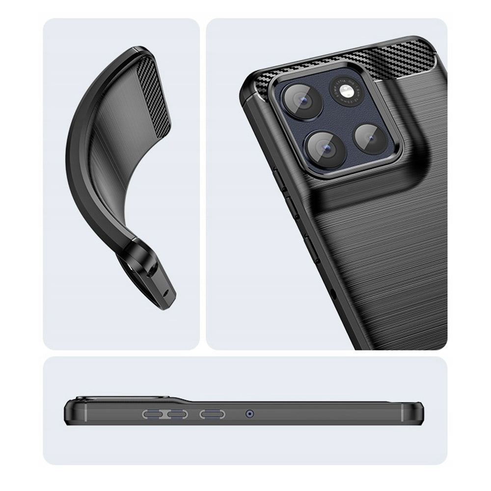 Husa de protectie Techsuit Carbon Silicone compatibil cu Motorola Moto G86, Negru