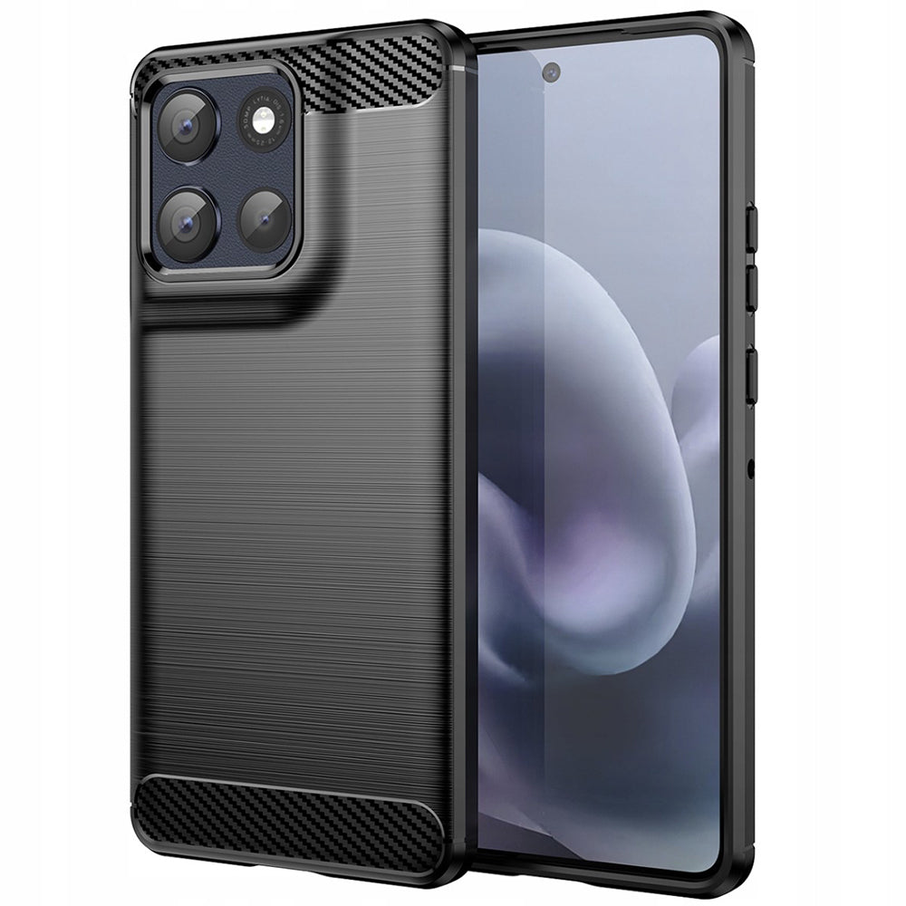 Husa de protectie Techsuit Carbon Silicone compatibil cu Motorola Moto G86, Negru