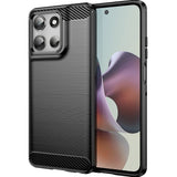 Husa de protectie Techsuit Carbon Silicone compatibil cu Motorola Moto G56, Negru