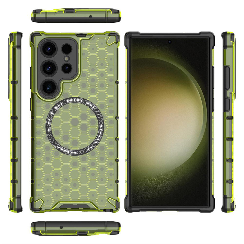Husa de protectie Techsuit HoneyComb Shield MagSafe compatibil cu Samsung Galaxy S25 Ultra, Verde Lime